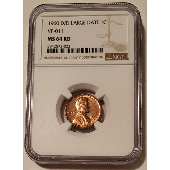 1960 D/D Lincoln Memorial Cent Large Date Rpm VP-011 MS64 RED NGC - Picture 1 of 4